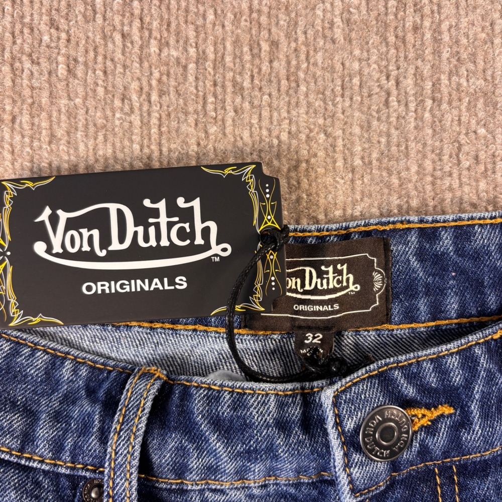 Von Dutch Originals Baggy Wide Leg Jeans Mens 32 Medium Wash Blue Denim NWT - Picture 4 of 8